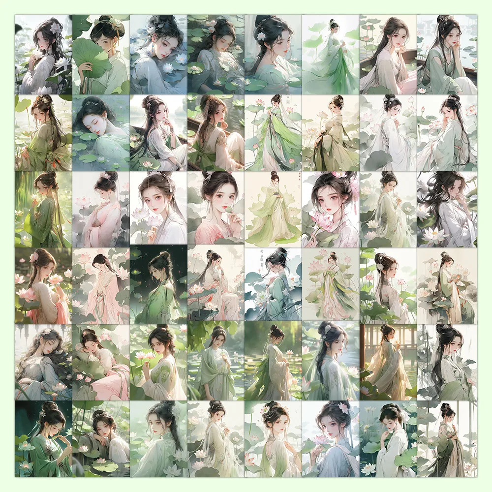 60PCS Lotus Girl Stickers - Elegant Floral-Themed Decor for Notebooks, Phones & DIY Crafts AnimeWorlds Store