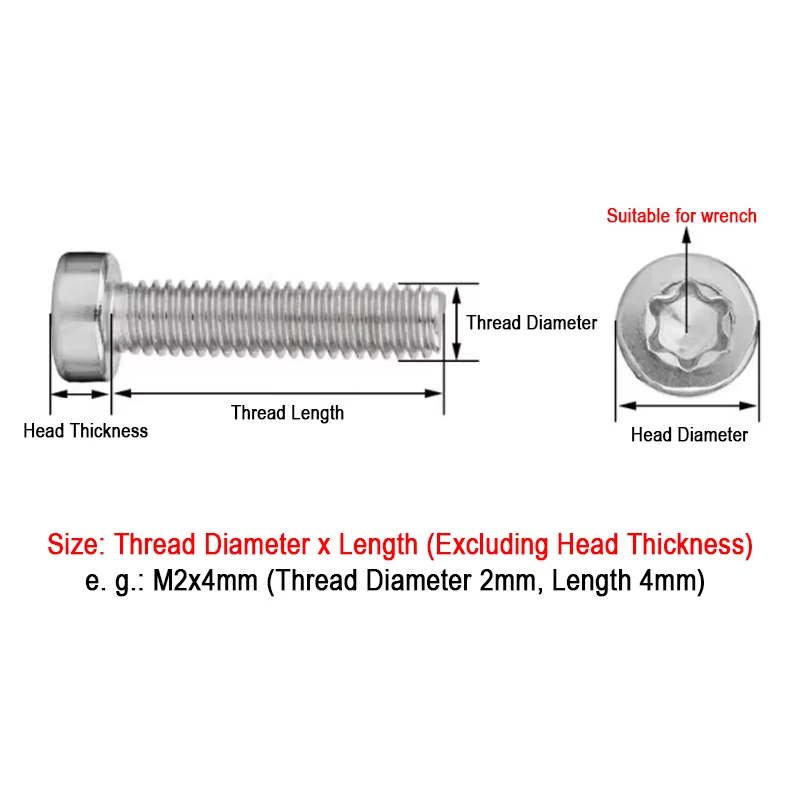 304 Stainless Steel Six-Lobe Torx Anti-Theft Security Socket Cap Screws, Cylindrical Head Tamper Proof Bolts M2 M2.5 M3 M4 M5 M6