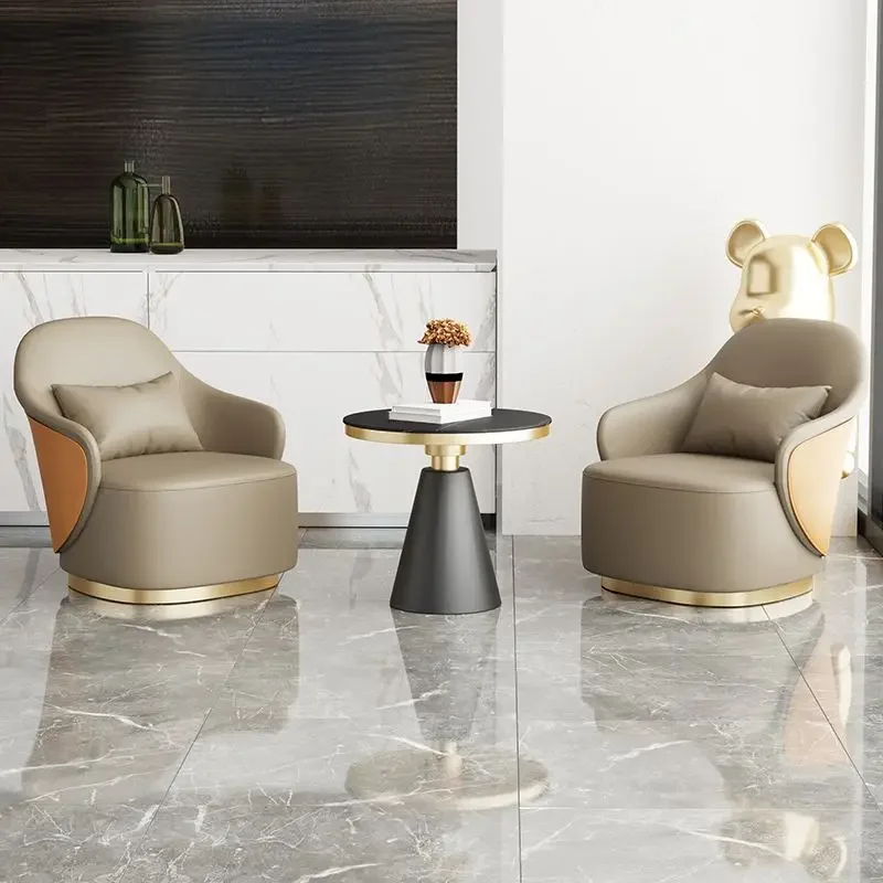 Light Luxury Rotating Single Sofa Chair Italian Design Hotel Club Leisure Chair Sales Office Negotiation Table and Chair