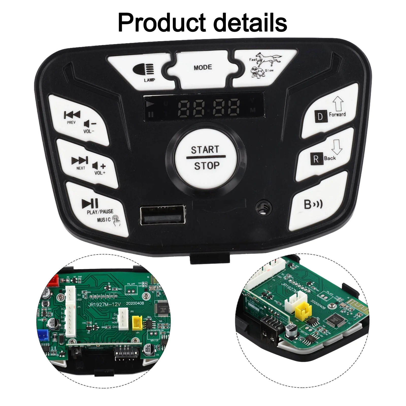 

Kiddie Vehicle Control Unit JR1927M Z 12V featuring Functions such as Power Display & Audio Experience Options