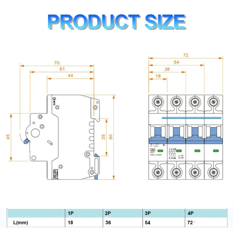 New L7 RCBO HGB3L-63 2Poles 63A residual current circuit breaker ELCB 63amp overload protection DZ47 upgrade version with CE