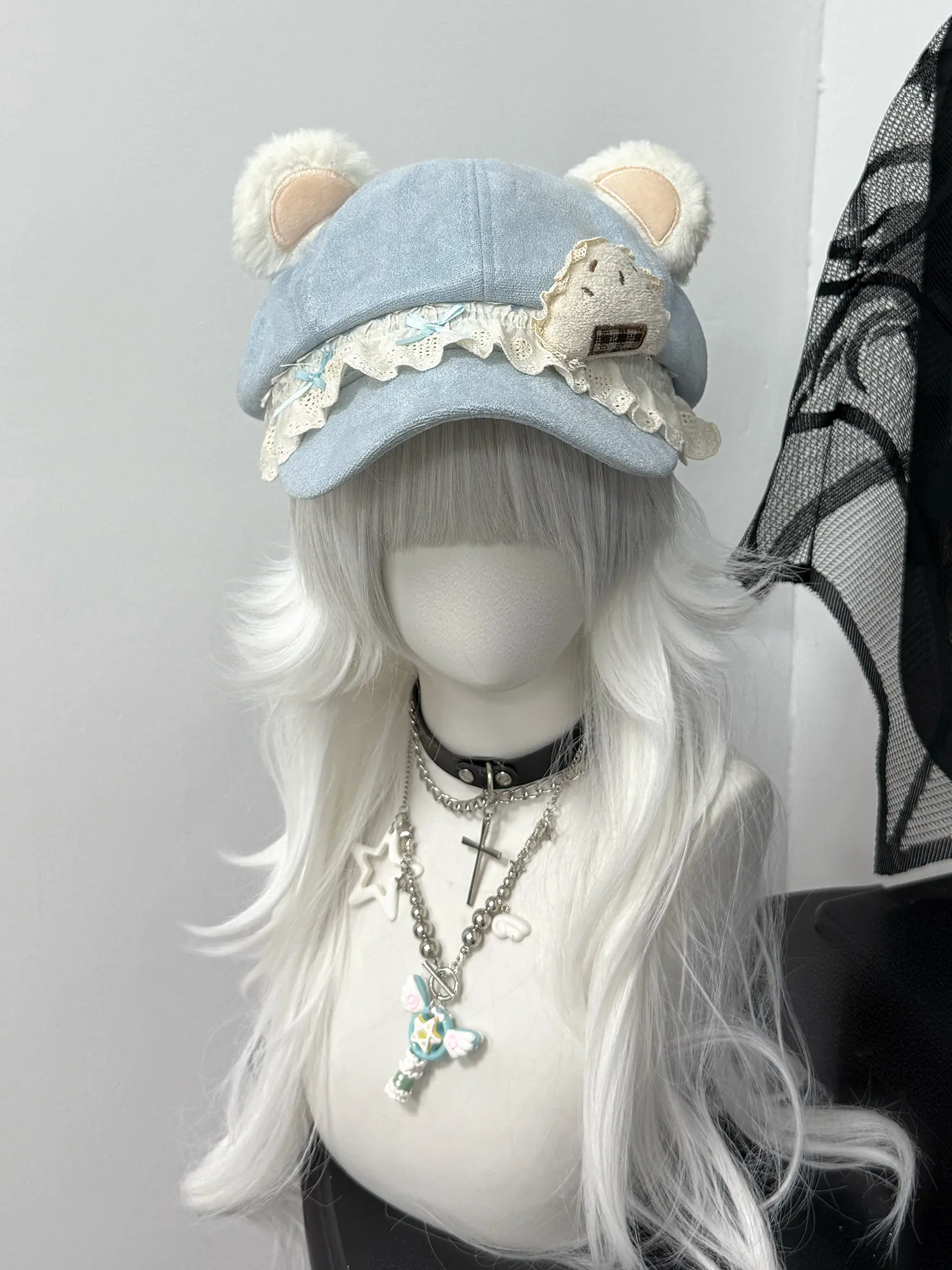 Original Blue Mouse Hat Subcultural Beret Female Japanese Versatile Cute Octagonal Hat
