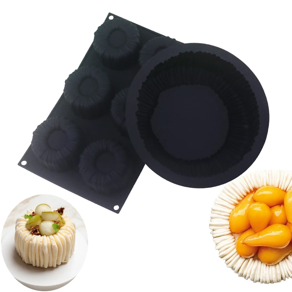 1 oder 6 Zellen Zylindrische Spule Textur Design Mousse Kuchen Form Französisch Dessert Backform DIY Pudding Dessert Schokolade Form – Detail 11