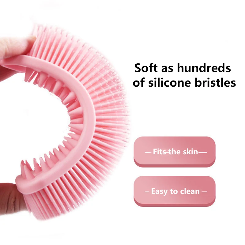 2 In 1 Silicone Shower Brush Scrubber Soft Silicone Scalp Massager Shampoo Brush Double-Sided Body Brush Foam Skin Clean Tool