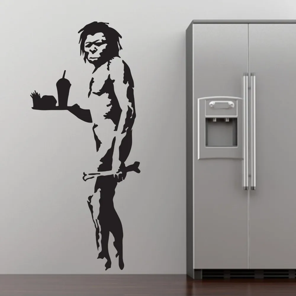 Banksy Fast Food Caveman Graffiti Wall Art Sticker Decal Home DIY Decoration Wall Mural Removable Bedroom Decor Sticker