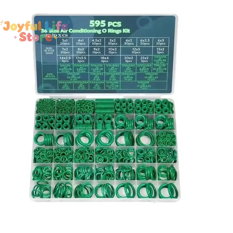 Hot 270/530/595Pcs Air Conditioning O Ring Kit Assortment Set 36 Size O-Type Sealing Rubber Ring Rubber Accessories Maintenance
