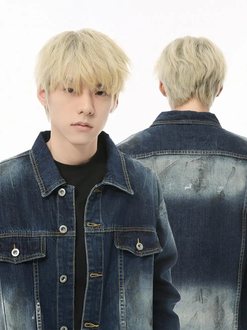 

ZiCHEN Men's Vintage Distred Denim Jaet And Casual Pants Set Original Sle Faionable Wear for Young Men