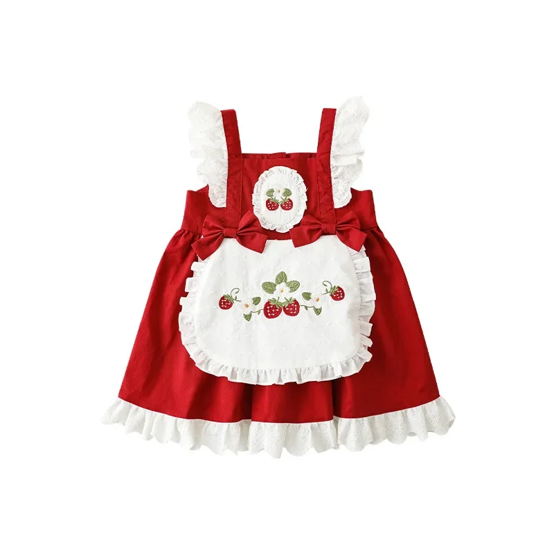 

ICJAEHAO Princess Dress for Kids Girls Lolita Strawberry Embroidery Dresses for Elegant Parties clothes girls from 2 to 7 years