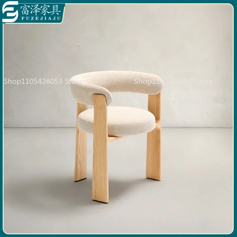 Modern, Simple, Designer, High-end, Solid Wood, Hotel, Restaurant, Dining Chair, Leisure, Fabric, Negotiation