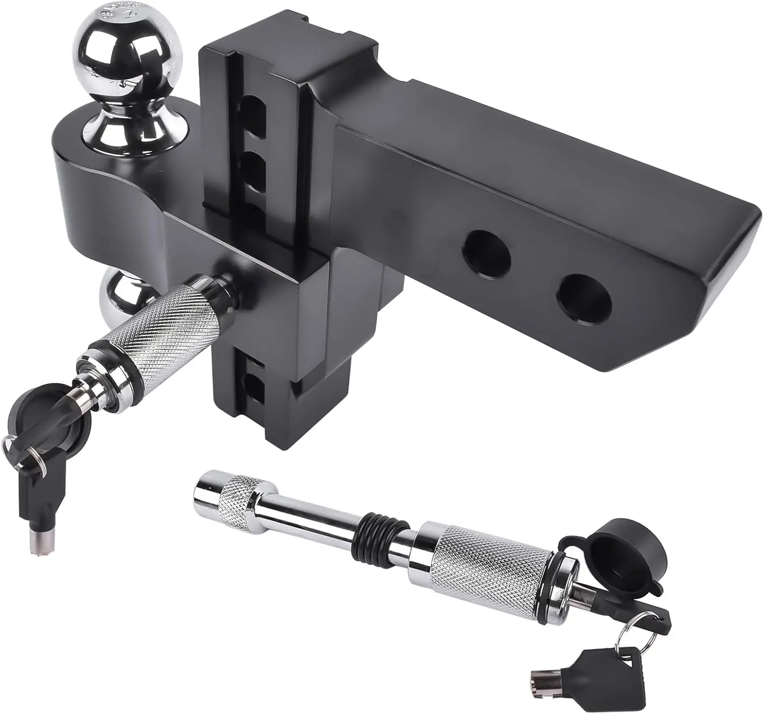 

Aluminum Adjustable Trailer Hitch Fits 2-Inch Receiver, 6-Inch Drop/Rise Drop Hitch 12,500 LBS GTW Tow Hitch, 2" and 2-5/16" Hit