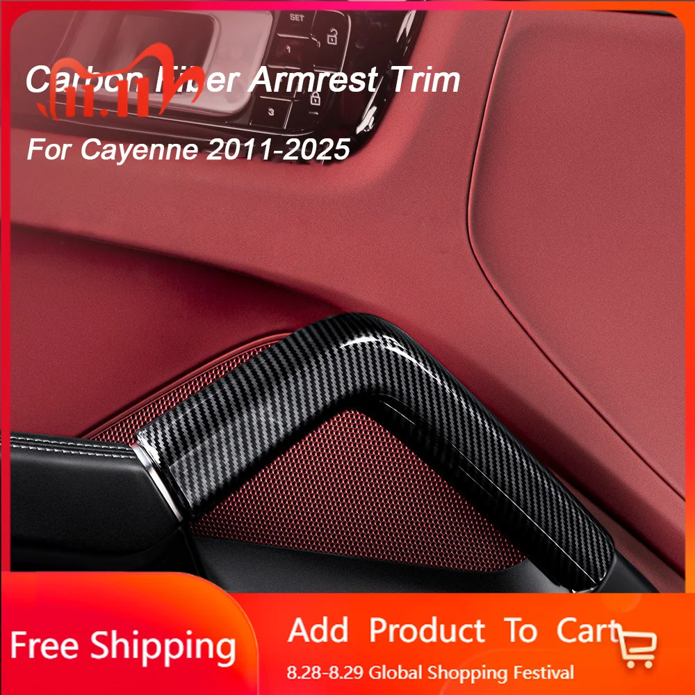 

Внутренние наклейки для Porsche Cayenne 2011-2017 2018-2023 2024 2025, отделка центрального подлокотника автомобиля из углеродного волокна, дверная ручка автомобиля