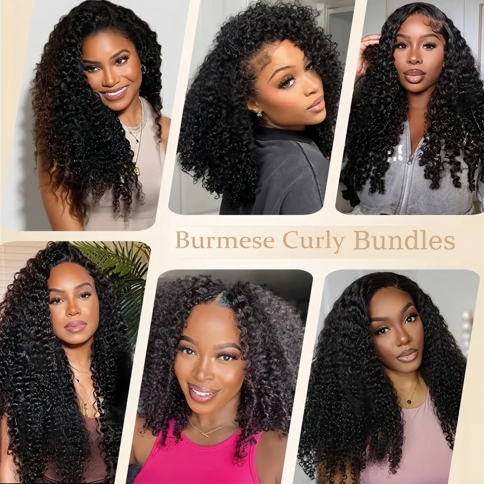 12A Burmese Curly Hair Bundles Burmese Virgin Raw Human Hair Bundles Unprocessed Weaving Water Wave Curly Hair Extensions 32In image 6