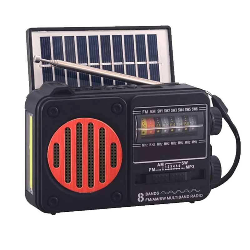 

MINI Radio With Solar Pocket FM AM SW Radios Receiver Built-In Speaker Wireless Bluetooth Music Player With LED Light