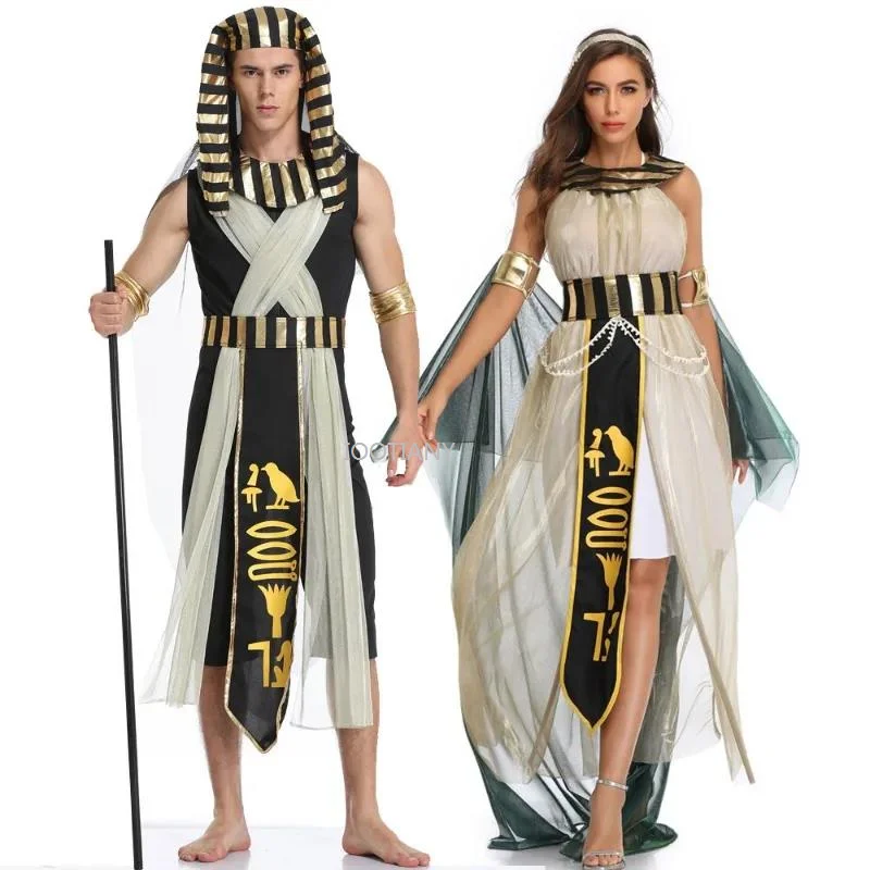 2024 Egyptian Queen Costume Egypt Pharaoh Couple's Clothes Cleopatra Pharaoh Halloween Costumes Myth Goddess Cosplay Party Dress