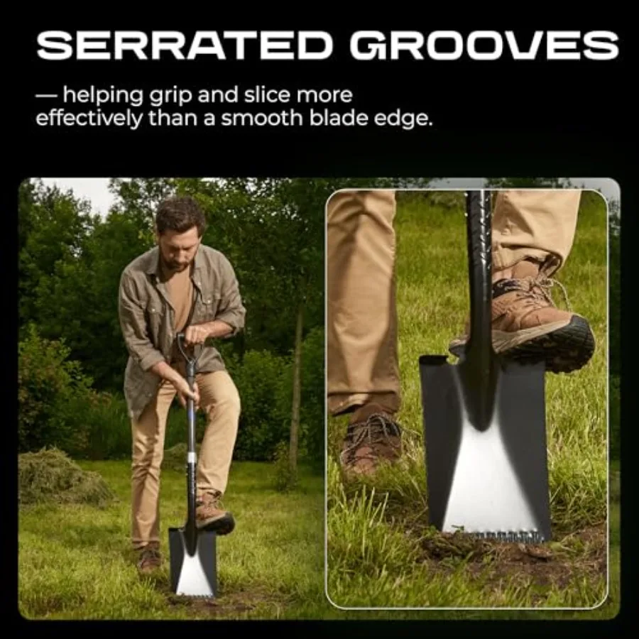 Spade Shovel for Gardening with Carbon Fiber Handle, Heavy Duty for 43 Inch, Edging Tool for Landscaping and Trenching, Flat