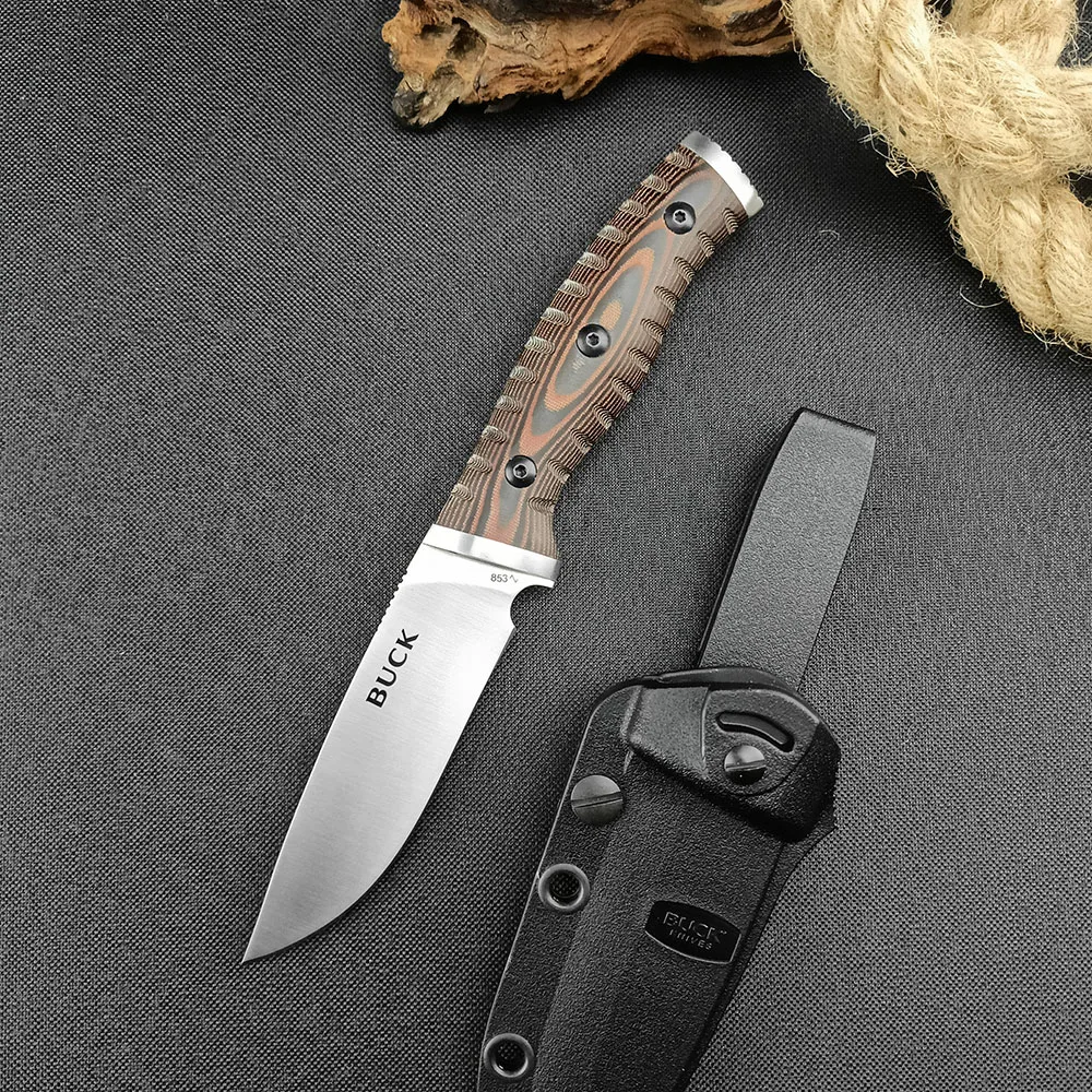 BK 853 Tactical Outdoor Straight Knife, D2 Sharp Blade, G10 Handle, Kydex Sheath, Camping Survival EDC Fixed Blade Knife