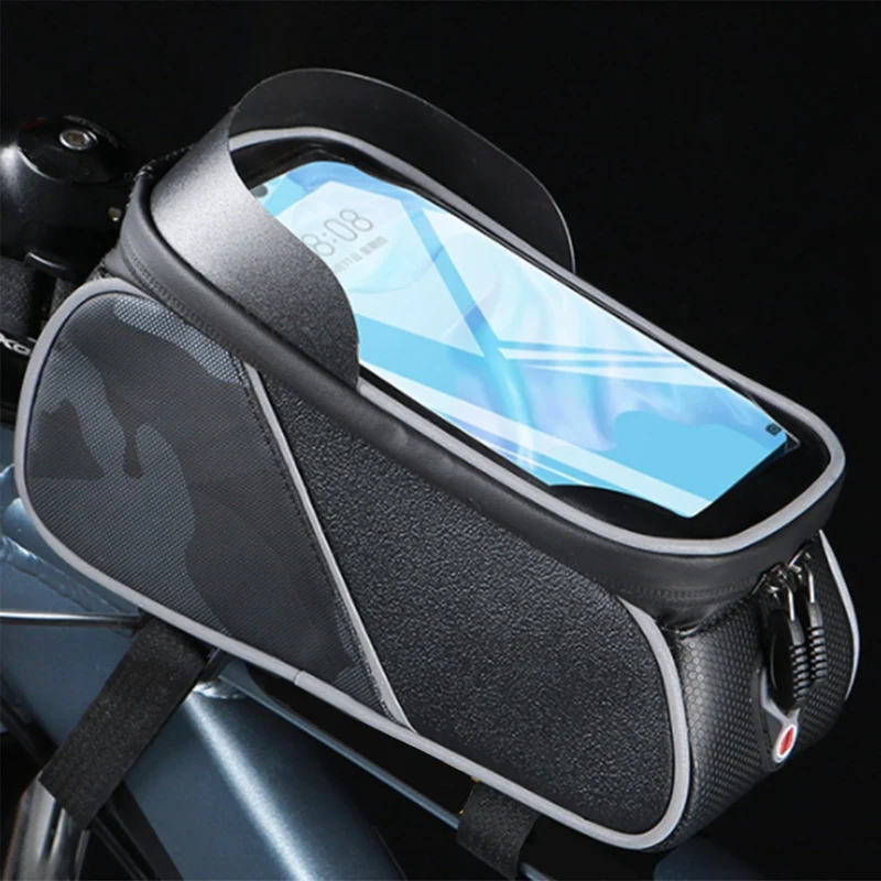 Water-Resistant Touchscreen Cycling Bicycle Head Tube Handlebar 6.5 Inch Mobile Phone Bike Bag Case Holder Pannier