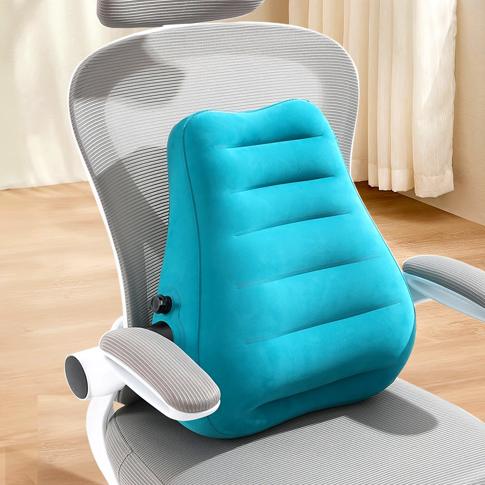 Ergonomic Inflatable Lumbar Support Pillow, Press Type Cushion, Enhances Back Comfort During Long-distance Flights