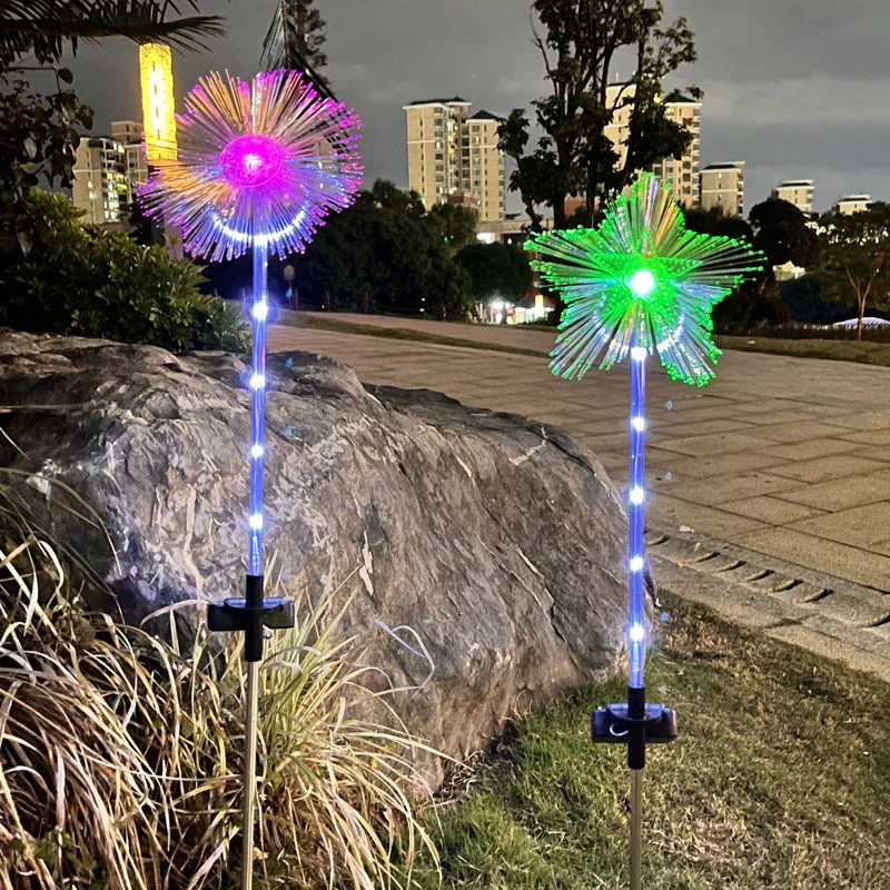 2PCS Outdoor Solar Optical Fiber Butterfly Moon Star Lights for Garden and Vegetable Patch Waterproof LED Lawn Lamp for Backyard