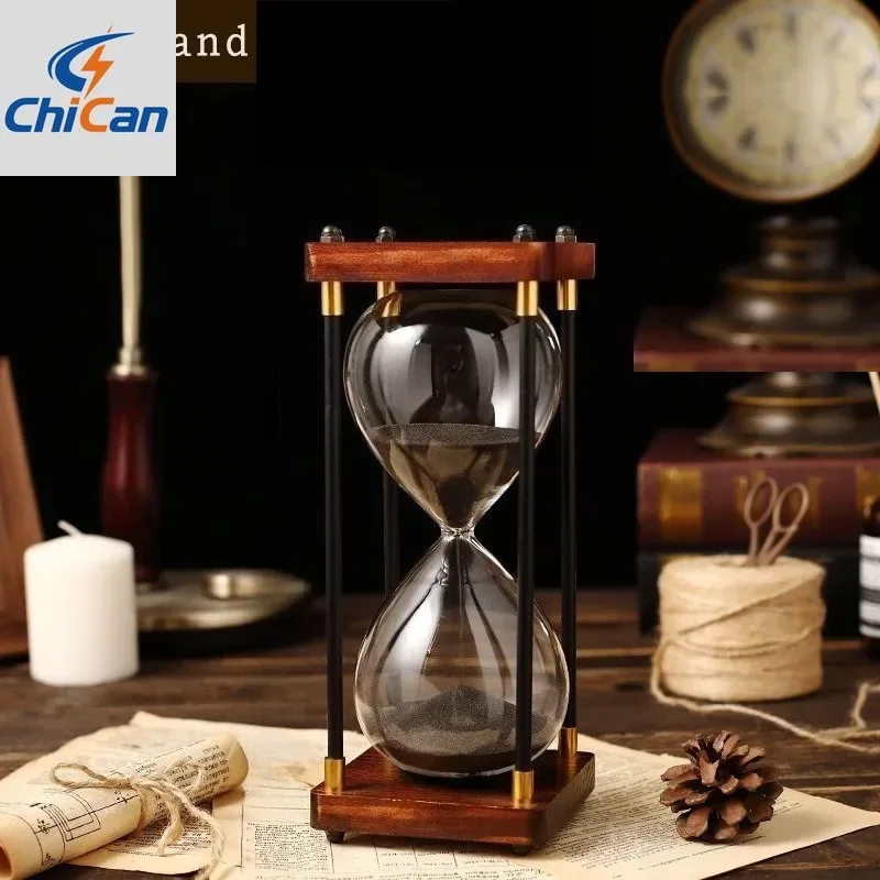 

【Hot】Solid Wood Vintage Classical Hourglasses Creative Drinks Cabinet Living Room Timer Unbreakable Classical Personal Home Deco