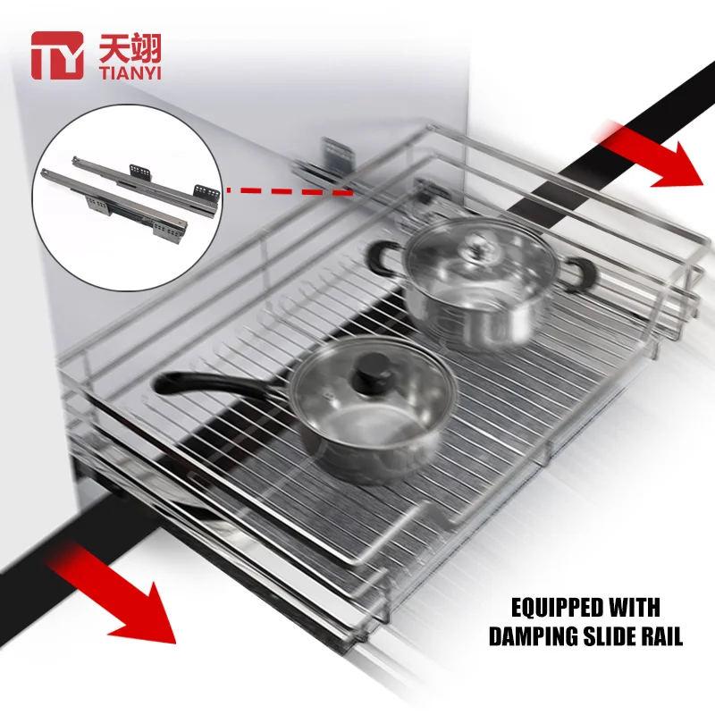 Multifunctional Kitchen Cabinet Pull Out Drawer with Durable Stainless Steel Design for Modern Storage Basket
