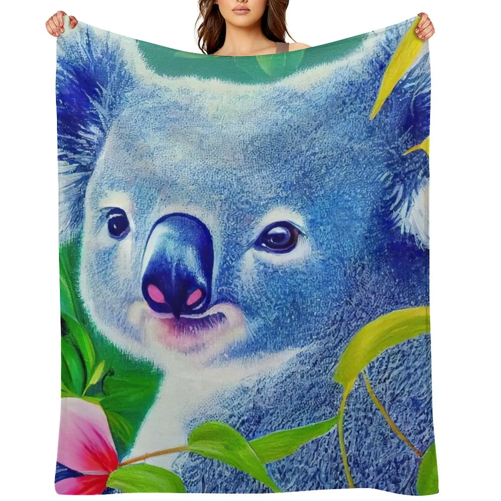 

Cute Koala Painting Throw Blanket Decorative Sofas christmas decoration Softest Luxury St Blankets