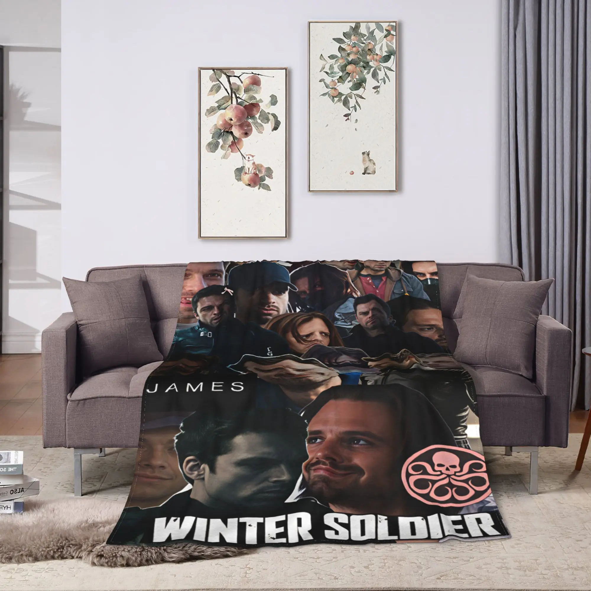 Bucky Barnes Winter Soldier Throw Blanket  Flannel Bedspread For Couch Chair Sofa Bed Pattern Sofa Bed Cover