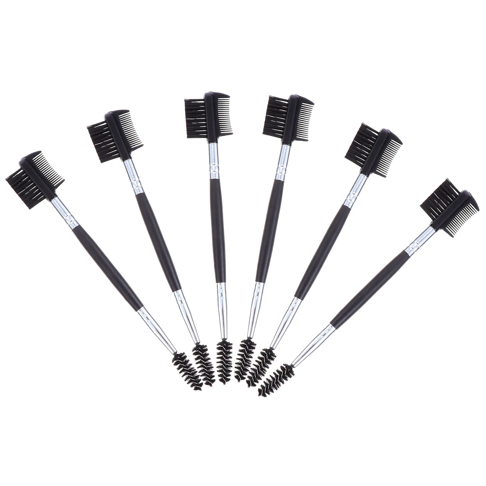 6 szt. Dwustronnych szczoteczek do modelowania brwi z końcówką w kształcie grzebienia do precyzyjnego nakładania makijażu i rozczesywania rzęs, zestaw idealny w podróży.