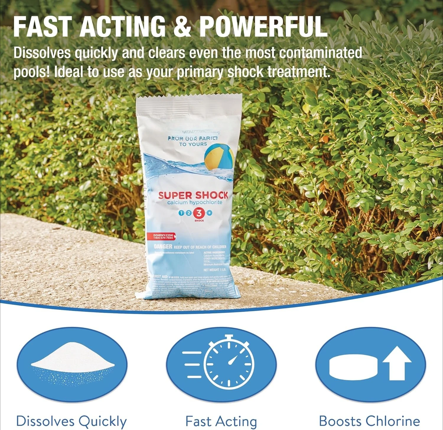 Super Pool Shock |Chlorine Shock, Quick-Dissolving, Fast-Acting 68% Granular Pool Shock | 24 x 1lb Bags, Proudly Made in The USA image 3