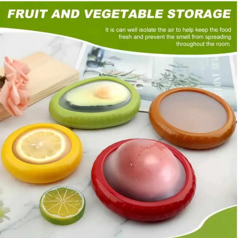 1pc/4pc silicone fruit and vegetable fresh-keeping box, food storage container set, portable, stackable and leak proof, keeping