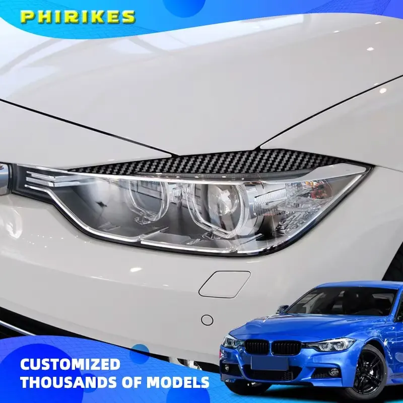 

For BMW F30 Saloon 2012 to 2018 2Pcs Headlight Cover Eyelid Gloss Black Eyebrow ABS Plastic Headlight Eyebrow