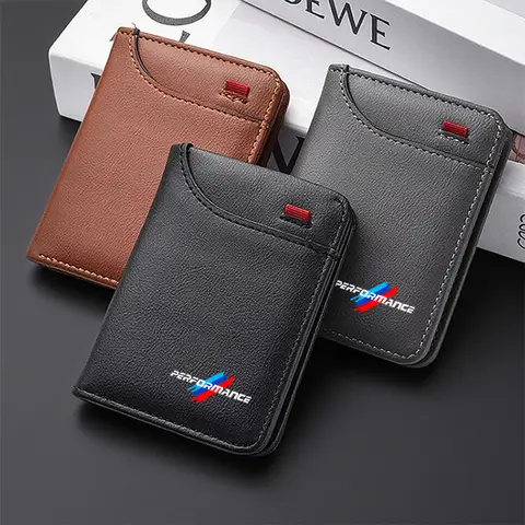 Car Emblem Soft Leather Mini Credit Card Purse Portable Wallet For BMW performance X3 X4 F30 F06 F02 M3 M5 F20 F10 F18 F22 F01
