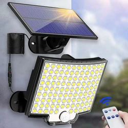 3 Modes Split Solar Lights Outdoor Waterproof with Motion Sensor Floodlight Remote Control for Patio Garage Backyard Wall Lamps