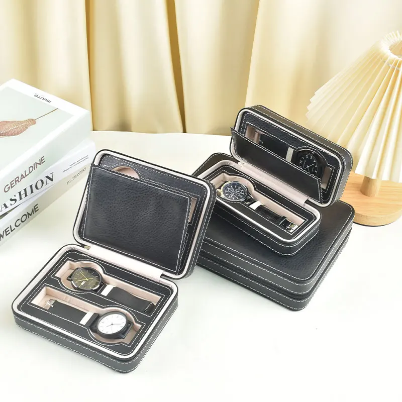 

2/4/8 slot PU leather zipper watch box travel storage box series top quality Birthday Gifts Holiday Gifts