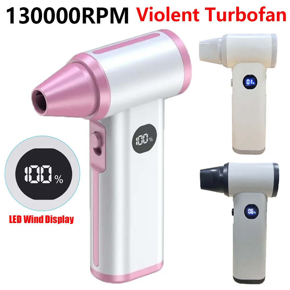 

130000 RPM Violent Turbofan LED Digital Display Air Blower High Speed Duct Fan Brushless Motor Camping Outdoor Handheld Fan