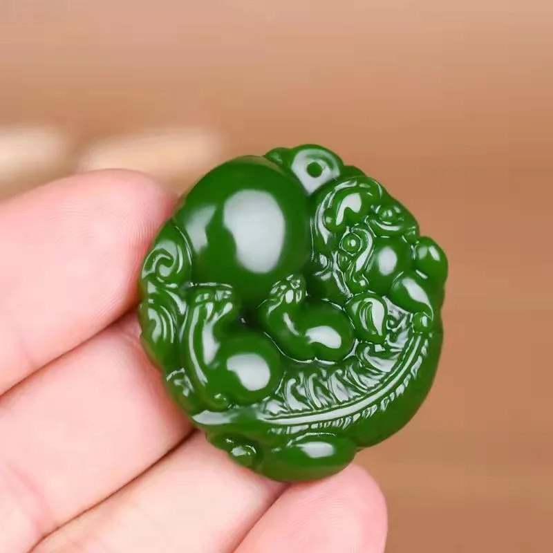 

Outer Mongolia Material Jasper Pixiu Jade Brand Double Beast Pendant for Men and Women