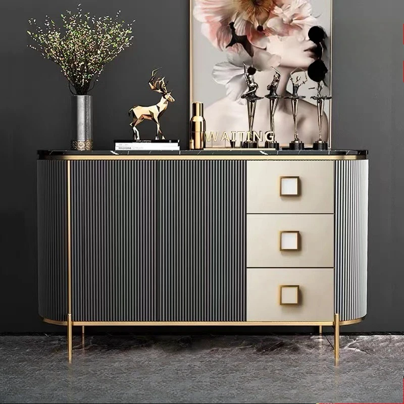 

Light luxury entrance cabinet Living room wall decorative cabinet Multifunctional locker Italian minimalist marble dining side c