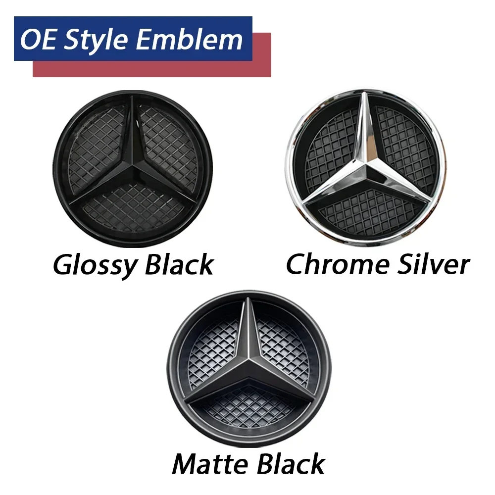 Fit For Mercedes Benz A/B/C/E/S/R/ML/SL-Class Front Grille Emblem Chrome Silver Newest 3D Emblem W205 W176 W212 R231 X204 GLK250