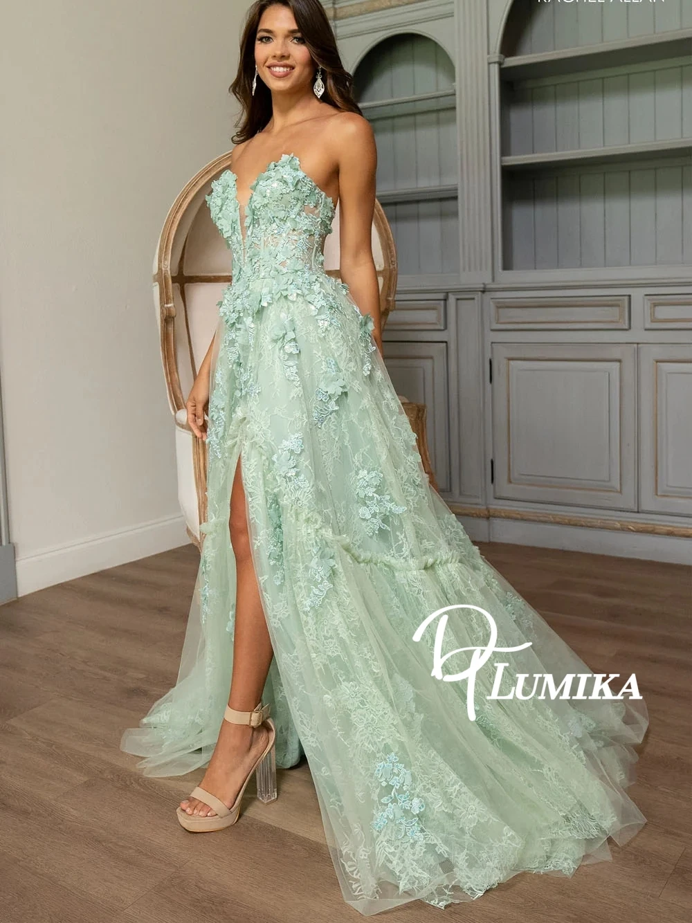 

Fairytale Floral Lace Evening Dress Romantic A Line Customized Glamorous V Neckline Prom Gown Birthday Party Galas Women Wear