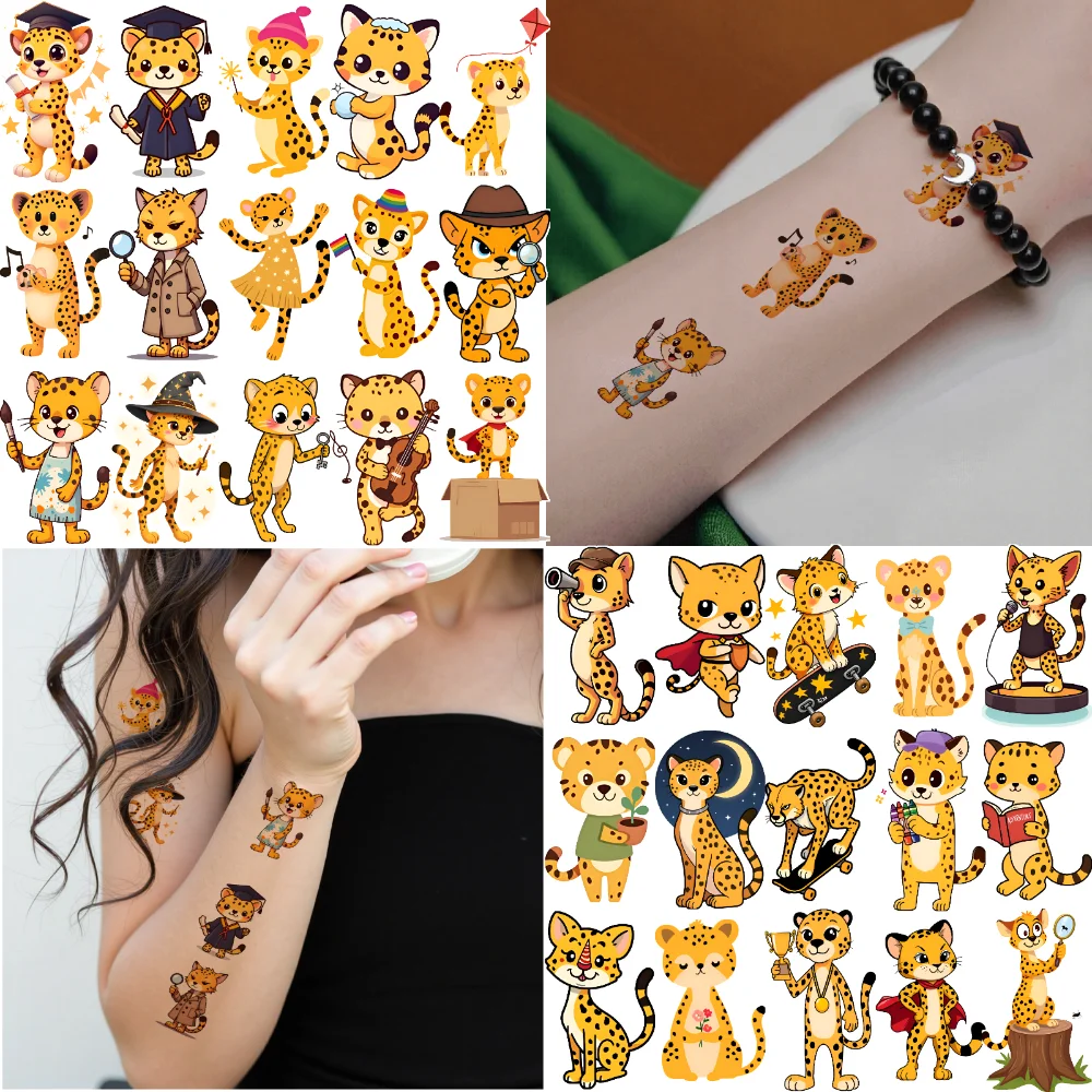 54pcs Temporary Tattoo Activities Cartoon Cartoon Characters Leopards Waterproof Long-lasting Body Stickers For Shoulders