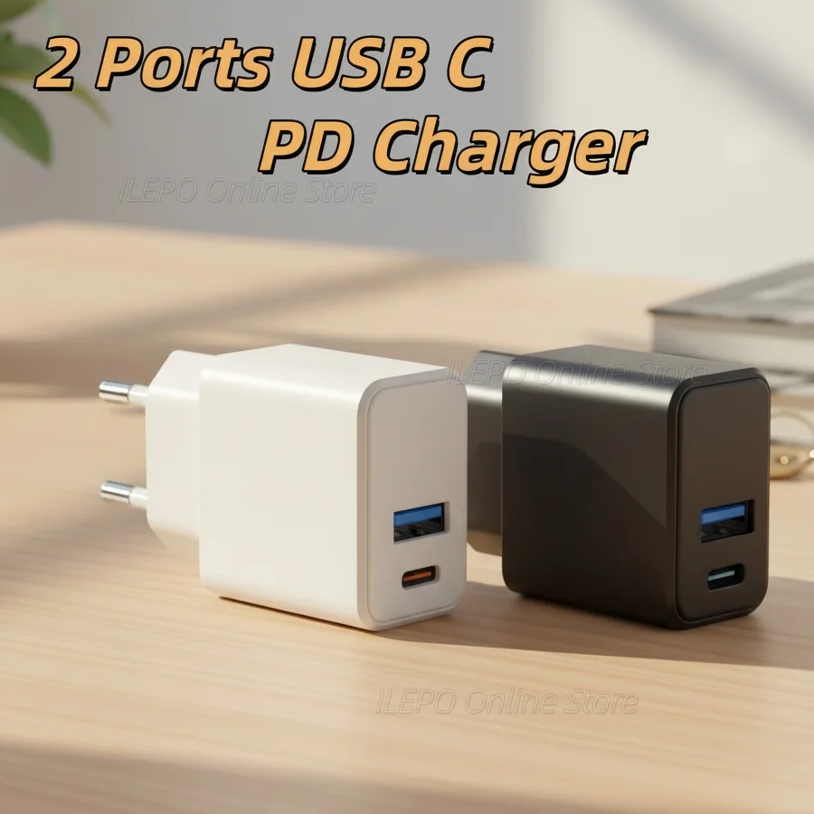 

Высококачественное зарядное устройство USB-C 20 Вт с быстрой зарядкой, настенное зарядное устройство с двумя портами USB-A и Type-C, адаптер PD 20 Вт для ЕС