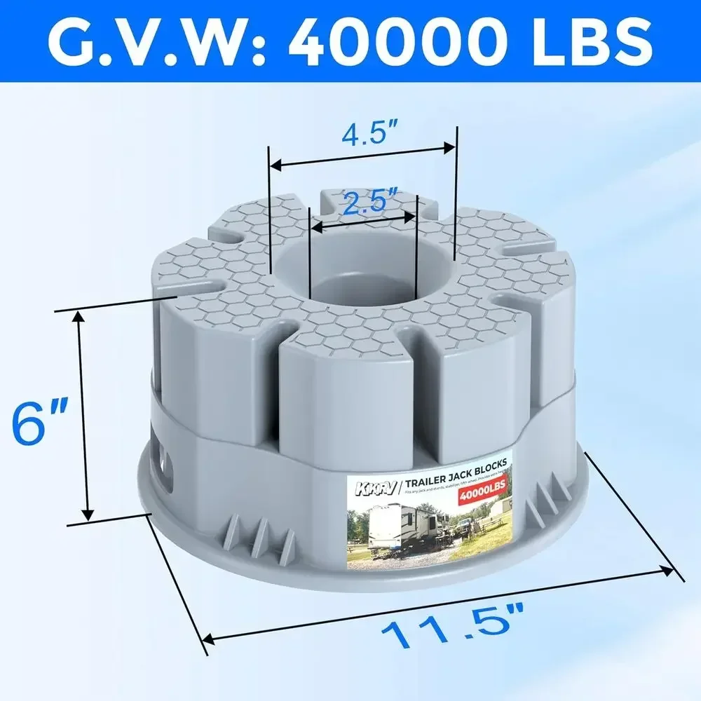 6''Height Trailer Jack Block, Heavy Duty 40,000lbs RV Camper Stabilizer Blocks for Travel Trailers Tongue Jack 5th Wheels Scisso