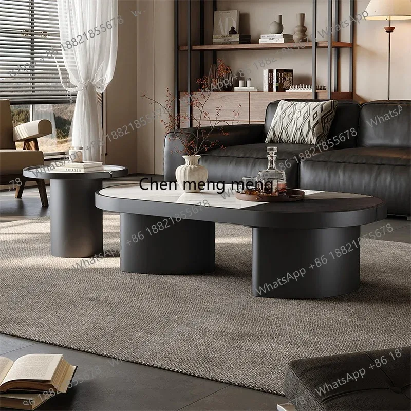 

K153 Sleek Living Room Coffee Table Set with Hidden Storage Modern Simple Coffee Table Round Side Set Elegant Home Center Tabl