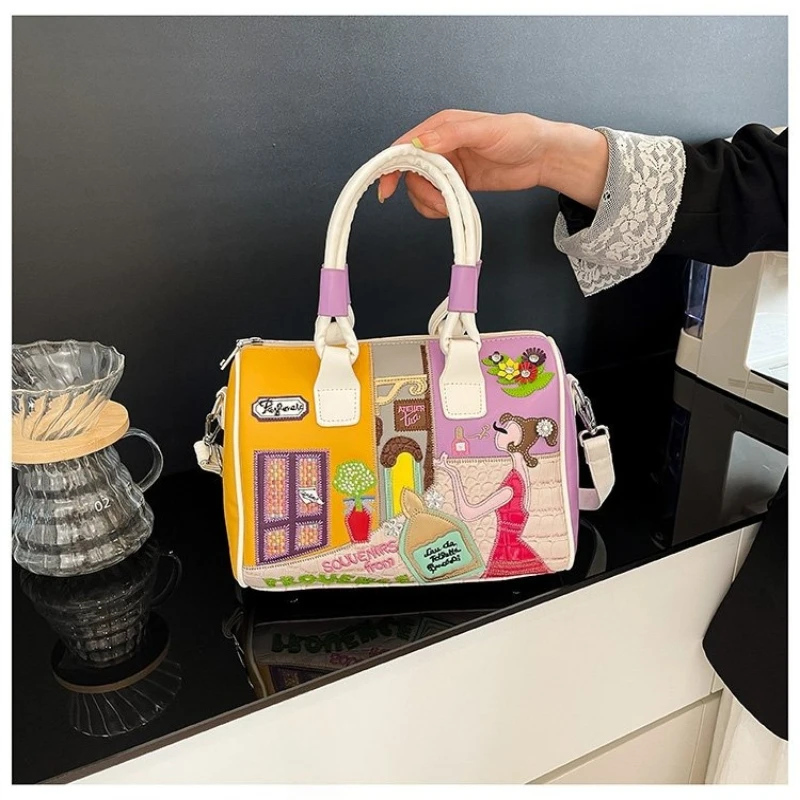 

Высококачественные женские сумки через плечо из искусственной кожи с пэчворком, стильный индивидуальный дизайн, универсальная сумка-кошелек Boston, изысканная сумка-пазл