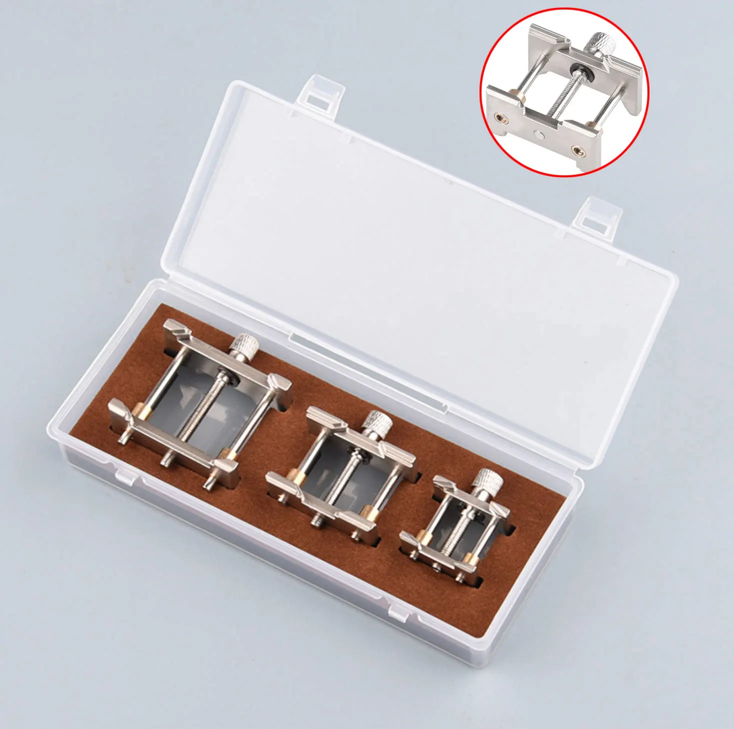 3 Sizes Metal Watch Case Movement Holder Reversible Fixed Base Clamp with Adjustment for Watchmaker Repair Tool Accessory