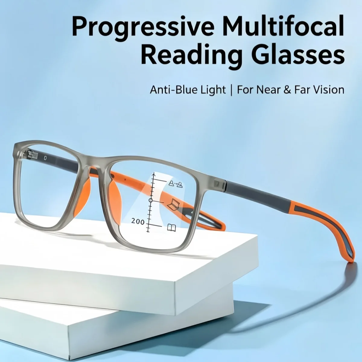 European and American fashionable men's and women's multi focus anti blue light reading glasses, anti eye fatigue reading glasse