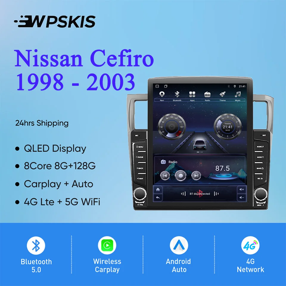 8Core 8G+128G Carplay Auto Car Radio Audio Stereo Tape Recorder HU Head Unit For Nissan Cefiro 1998 2000 2003 GPS DVD Cassette