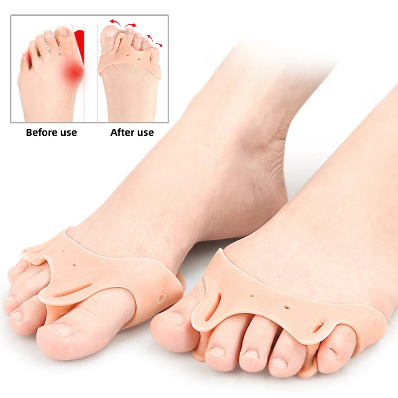 

2Pairs Gel Feet Care Toe Thumb Pedicure Silicone Pads Separator Pain Relief Foot Pads Orthotics Massage Insoles Forefoot Socks