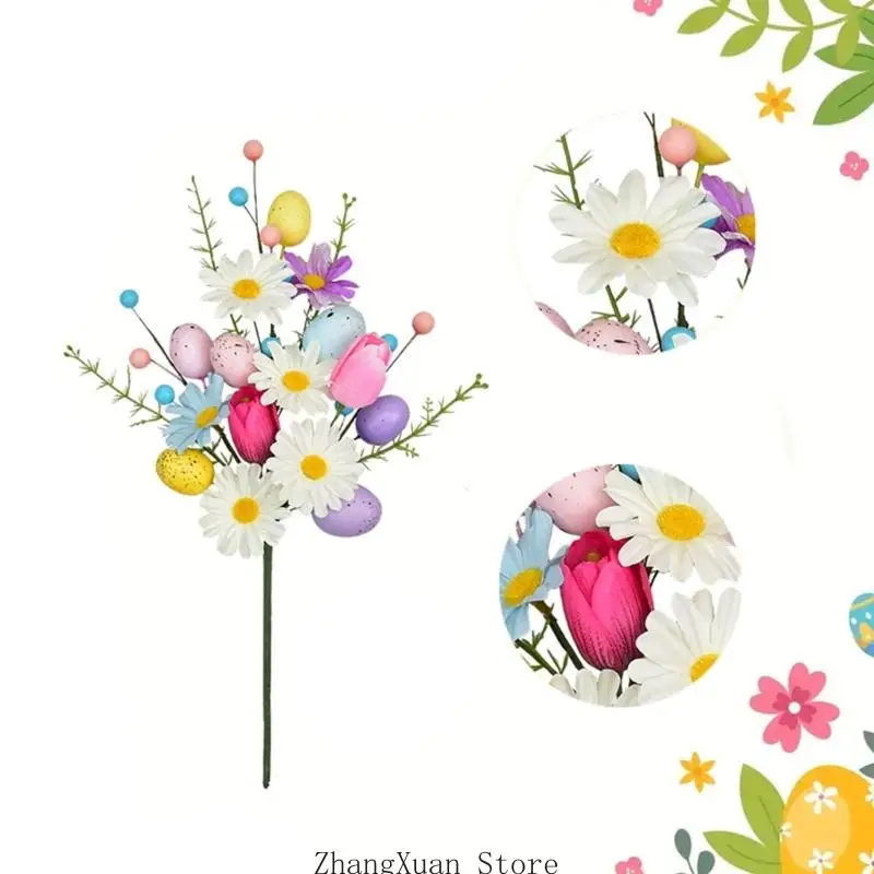 Ostereier, künstliche Blumensträuße, dekoratives Blumenarrangement aus Kunststoff für den Tisch, Kaminsims, Urlaub – Detail 5