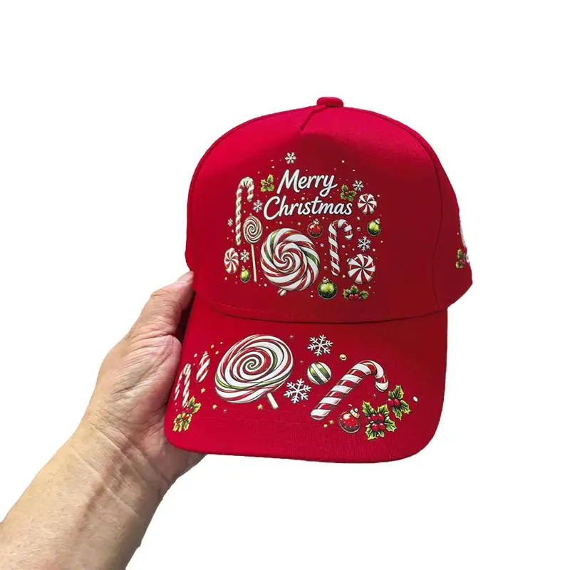 Unisex-Baseballkappe mit Weihnachtsmotiv, Rentier- und Weihnachtsmann-Druck, leicht, für Damen und Herren, festliche Kopfbedeckung für den täglichen Gebrauch. – Detail 6